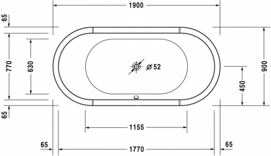 Duravit ванна Starck 190x90 700012 отдельно стоящая схема 3