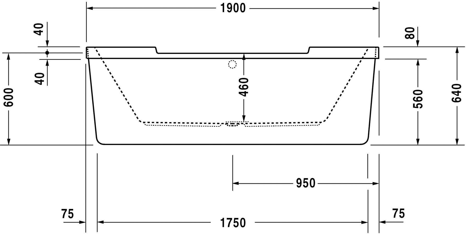 Duravit ванна Starck 190x90 700012 отдельно стоящая схема 4