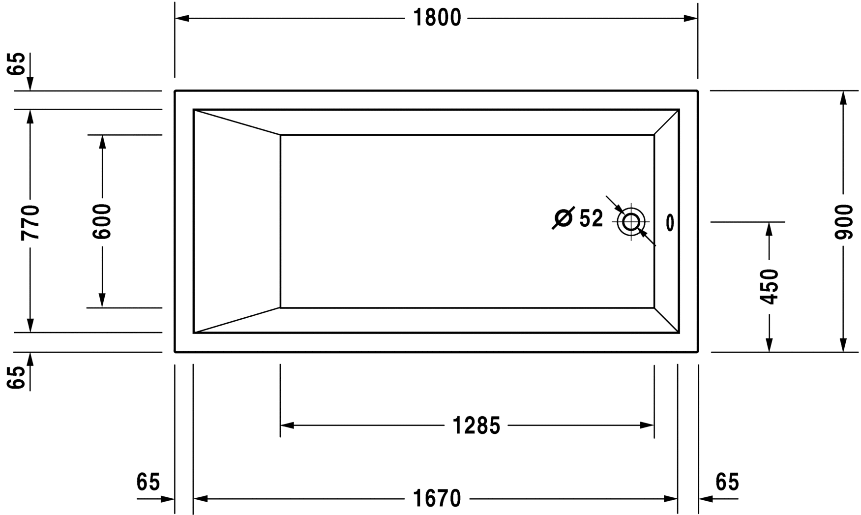 Ванна Duravit Starck 180x90 700050 схема 3