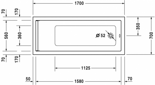 Ванна Duravit Starck 170x70 700334 схема 1