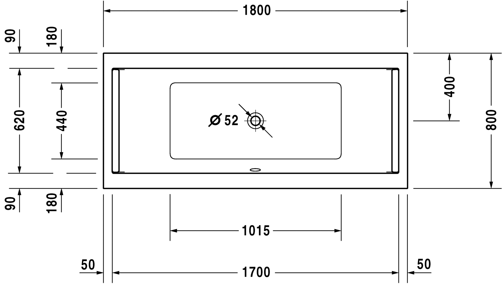 Ванна Duravit Starck 180x80 700338 схема 2