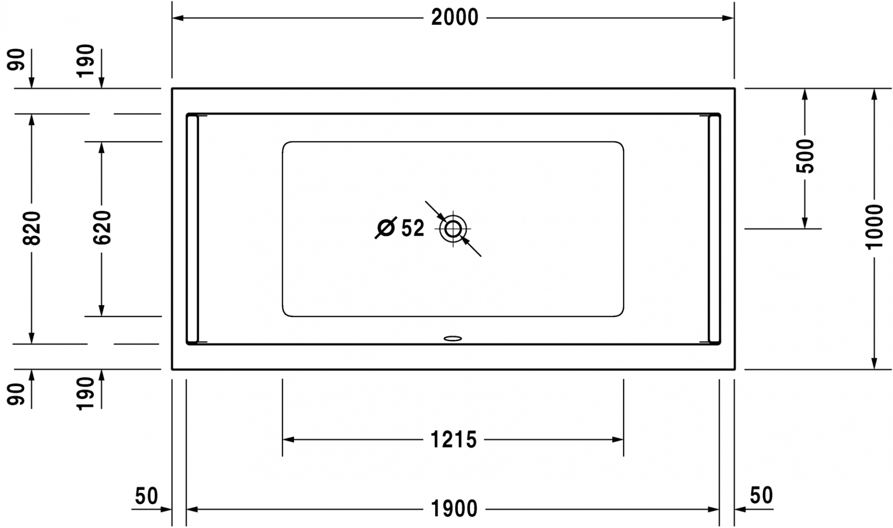 Ванна Duravit Starck 200x100 700341 схема 1