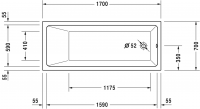 Ванна Duravit Vero Air 170x70 700411 схема 1