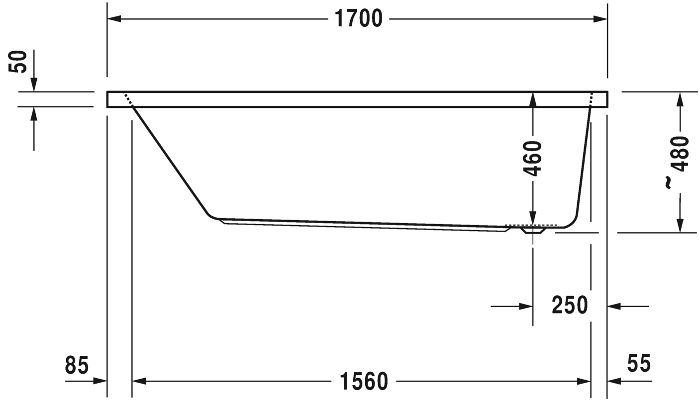 Ванна Duravit Vero Air 170x70 700411 схема 2