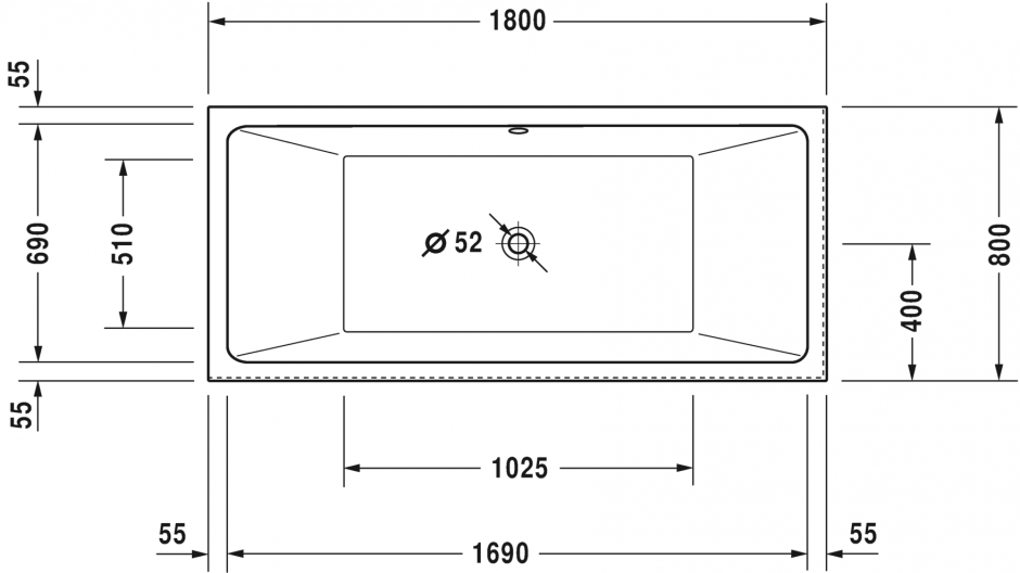 Ванна Duravit Vero Air 180x80 700415 угол слева ФОТО