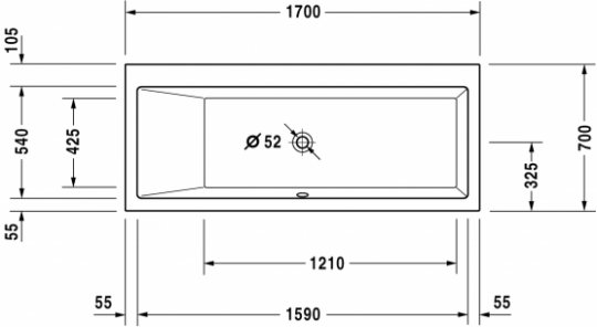 Ванна Duravit Vero 170x70 700131 схема 2