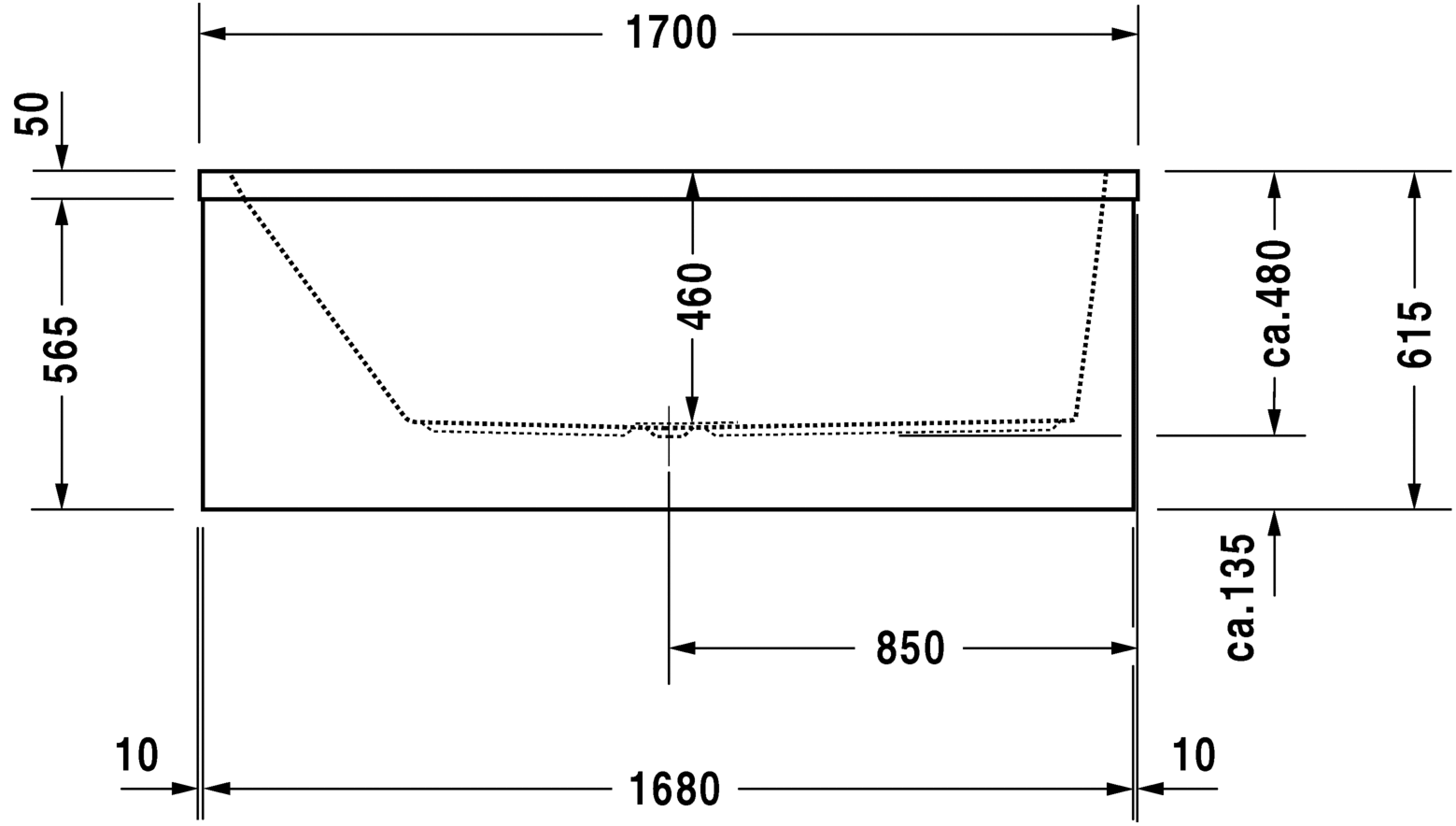 Ванна Duravit Vero 170x70 700131 схема 4