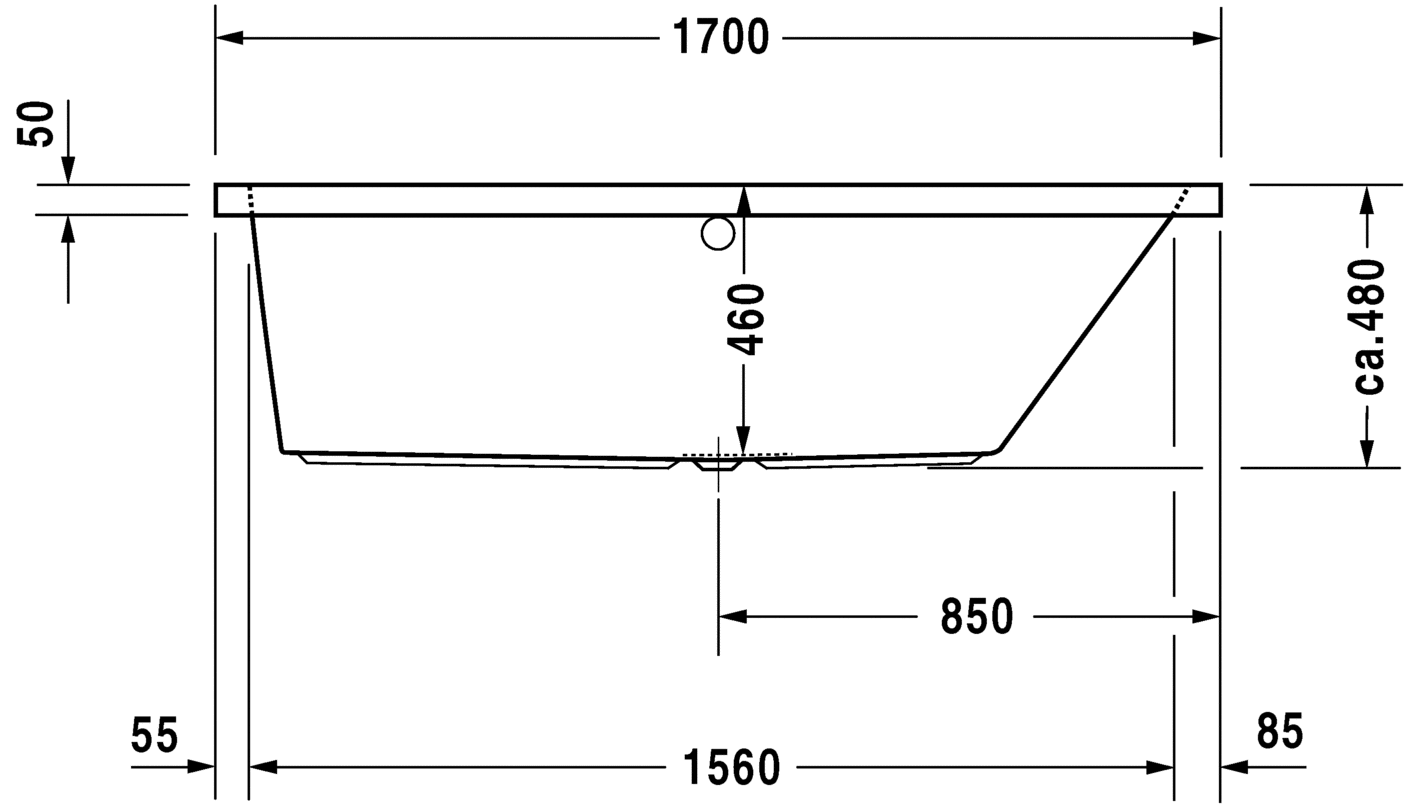 Ванна Duravit Vero 170x70 700132 схема 3