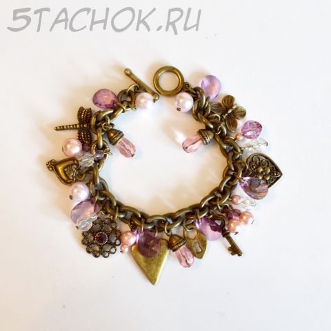 Браслет с чармами под бронзу
