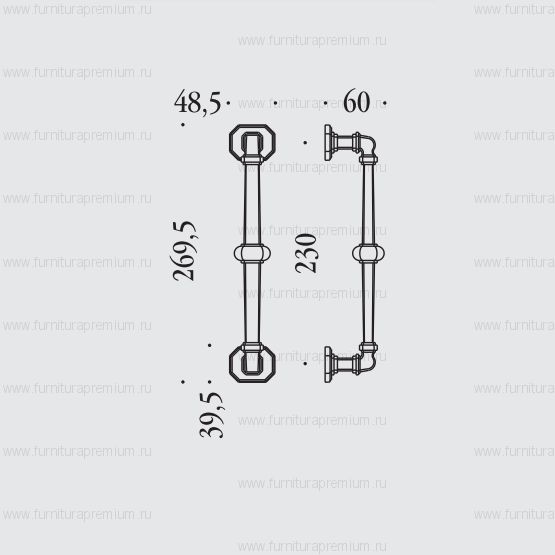 Ручка-скоба Colombo Busiri KBU26PS. Длина 269,5 мм.