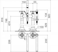 Смеситель для ванны и душа Dornbracht Vaia 25943809 поворотный схема 1