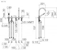 Смеситель для ванны и душа Dornbracht Vaia 27522819 схема 1