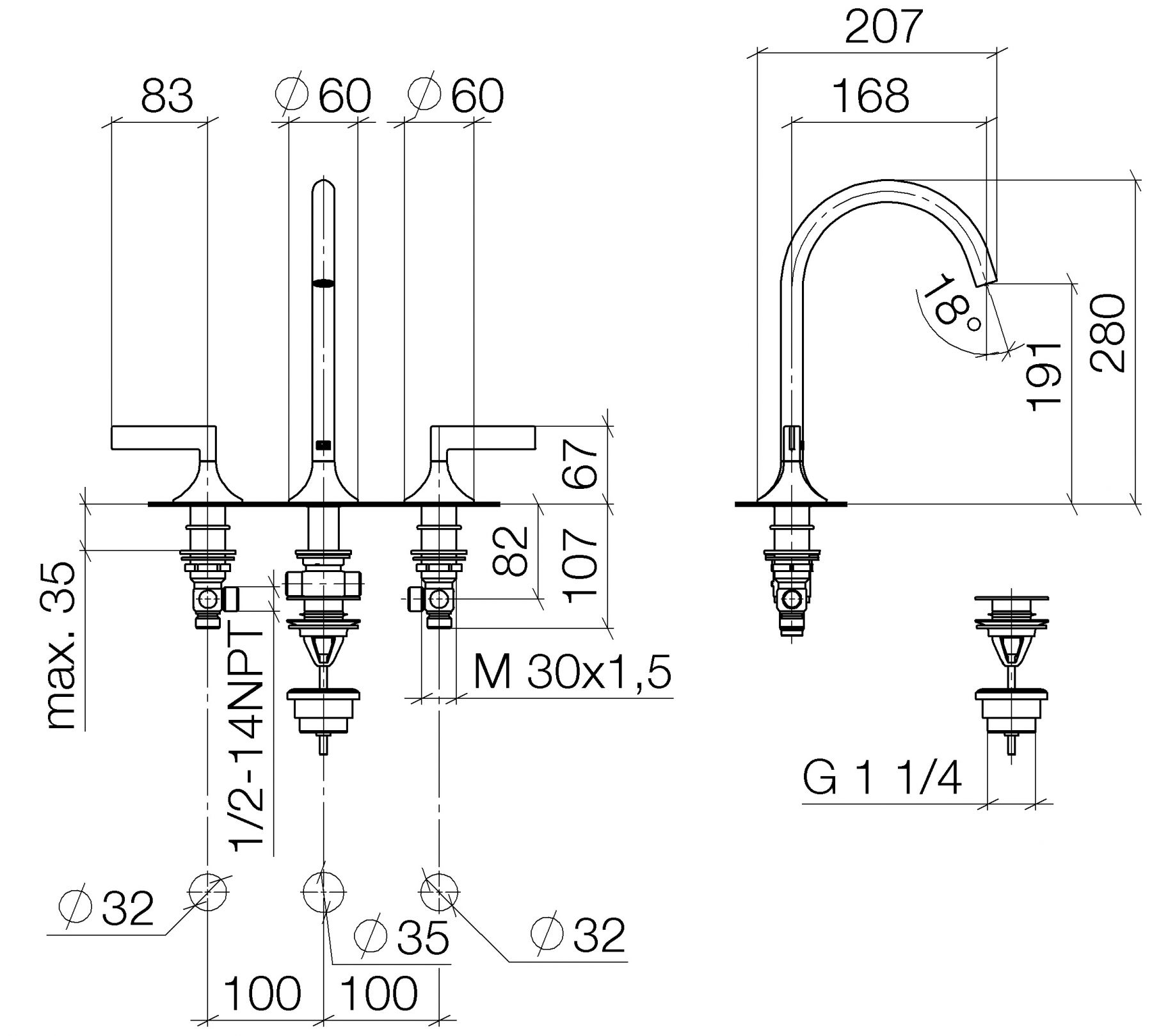 Dornbracht Vaia смеситель для раковины 20713819 схема 1