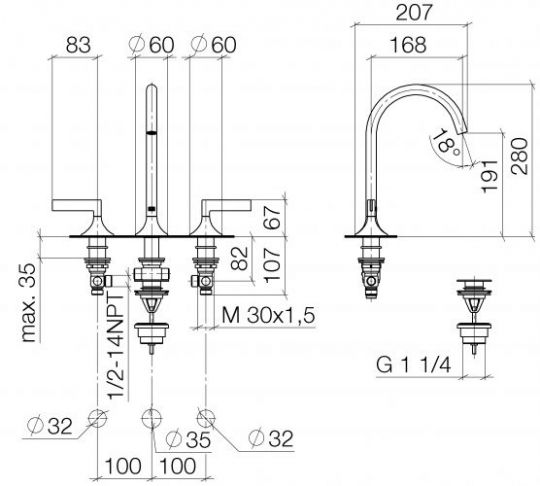 Dornbracht Vaia смеситель для раковины 20713819 схема 1