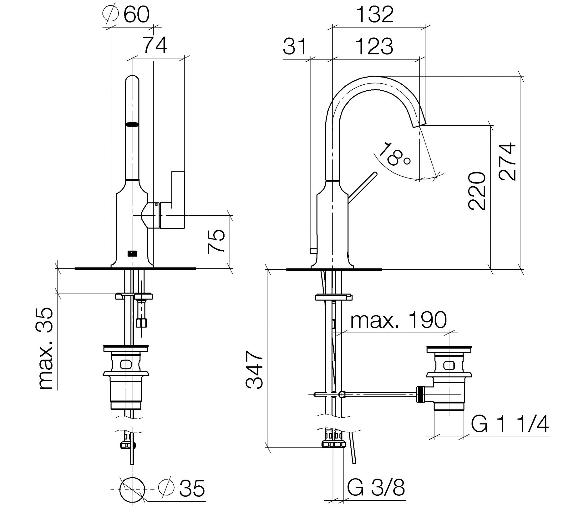 Dornbracht Vaia смеситель для раковины 33510809 схема 1