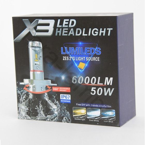 LED автолампа серия X3 цоколь H1