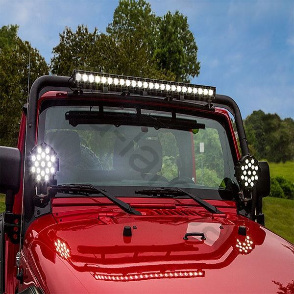 Круглая фара 51 Ватт дальнего света красная