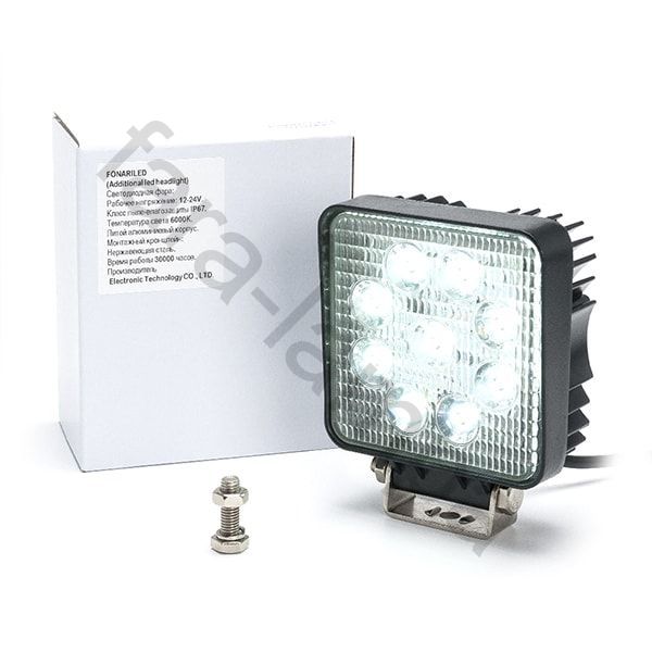 Фара светодиодная 27w 9 диодов дальнего света