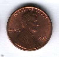 1 цент 1982 года США AUNC