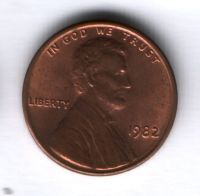 1 цент 1982 года США AUNC