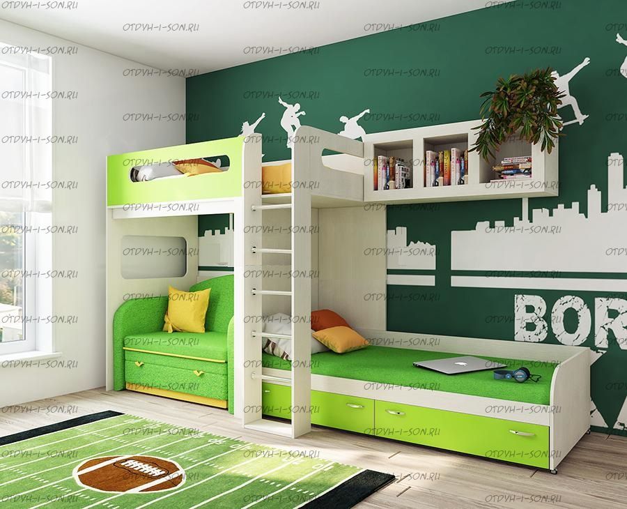 Кровать трехъярусная Фанки Кидз 24+