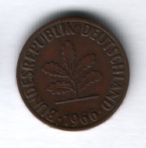 2 пфеннига 1966 года ФРГ Германия VF-