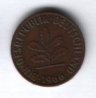 2 пфеннига 1966 года ФРГ Германия VF-