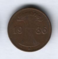 1 пфенниг 1936 года Германия, А