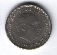 5 песет 1957 года Испания XF