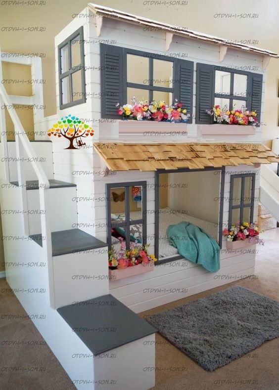 Кровать двухъярусная Домик Santana №12C (Кровать-домик)