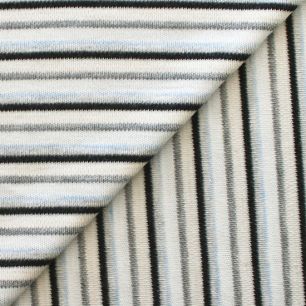 Лоскут трикотажной ткани Черно-голубая полоска