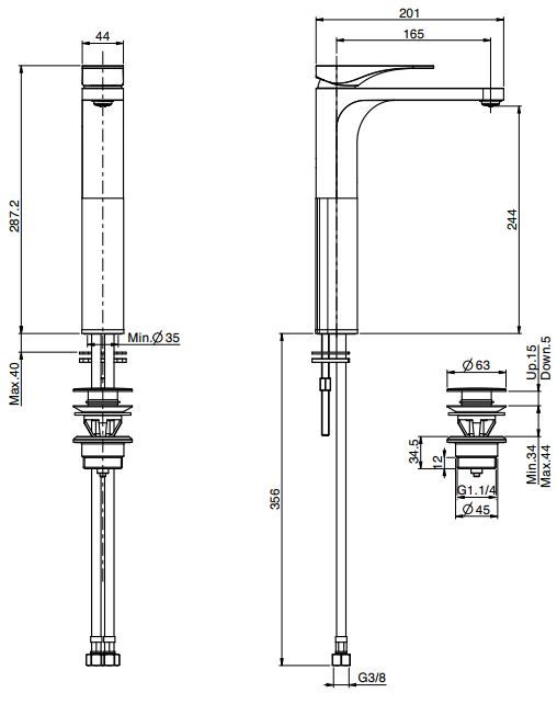 Fima carlo frattini Quad смеситель для раковины F3731 схема 1