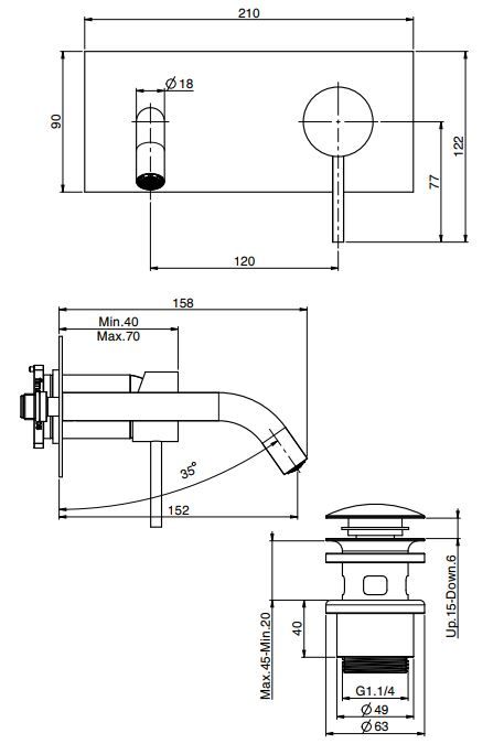 Fima carlo frattini Spillo steel смеситель для раковины F3081X5INOX схема 1