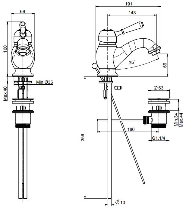 Fima carlo frattini Lamp/Bell смеситель для раковины F3361 схема 1