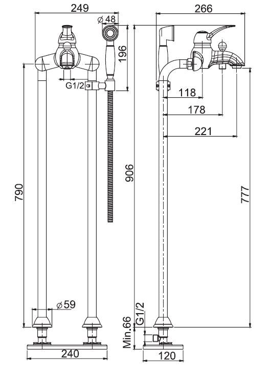 Смеситель с ручным душем и изливом для ванны Fima carlo frattini Lamp/Bell F3364/4 ФОТО