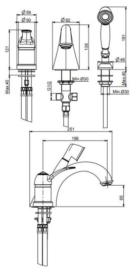 Смеситель для ванны Fima carlo frattini Lamp/Bell F3314 на 3 отверстия ФОТО