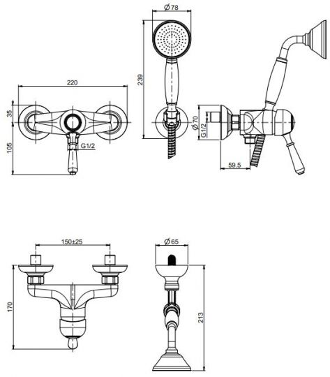 Смеситель для душа Fima carlo frattini Lamp/Bell с ручной лейкой F3365 ФОТО