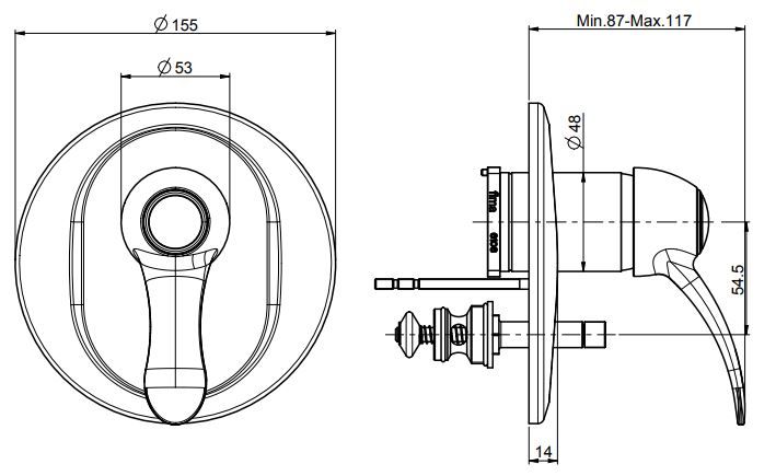 Смеситель для ванны с девиатором Fima carlo frattini Lamp/Bell F3309X2 схема 1