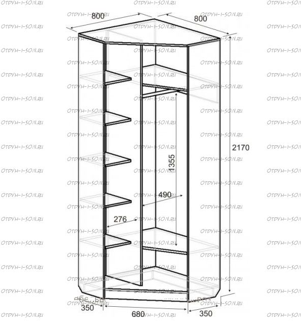 Шкаф угловой 310.1 (80х80х217)