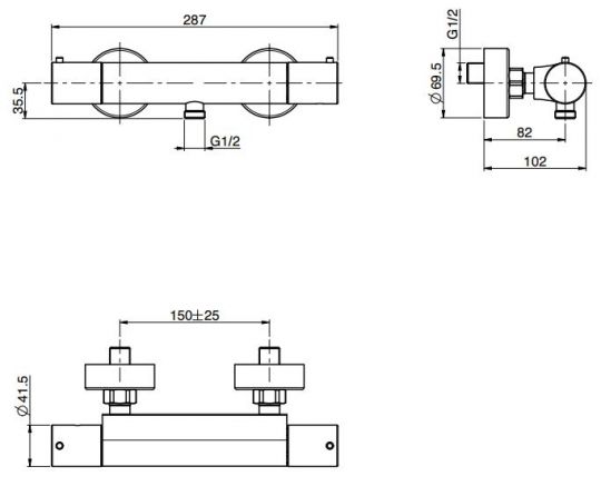 Fima carlo frattini Fimatherm смеситель для душа F4275/1 схема 2