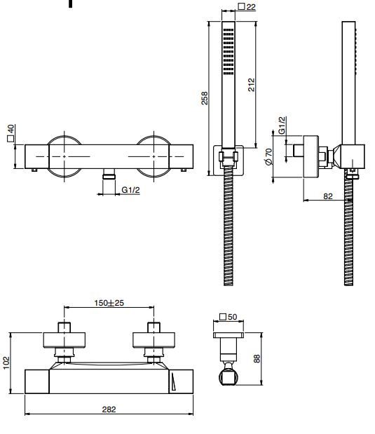 Смеситель с ручным душем Fima carlo frattini Fimatherm F4245 схема 1