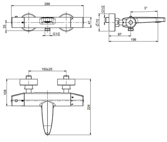 Fima carlo frattini Fimatherm смеситель для душа F4204/1 схема 1