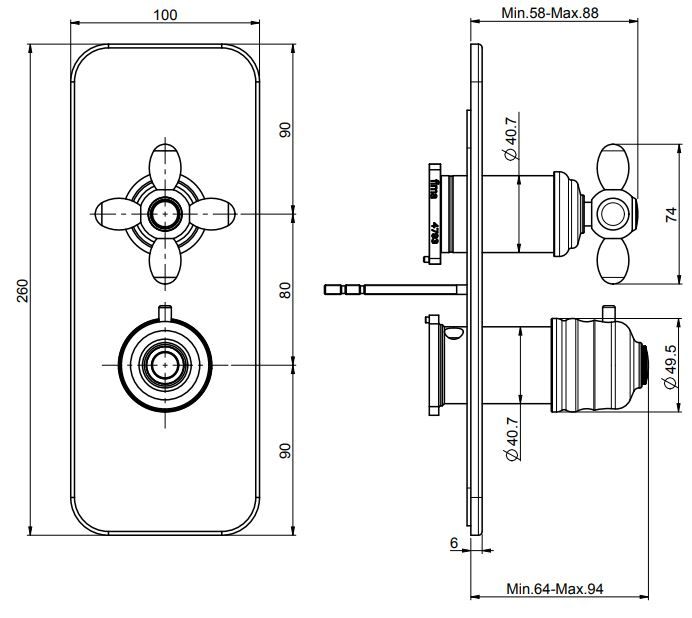 Fima carlo frattini Fimatherm смеситель для ванны/душа F5009X7 схема 1