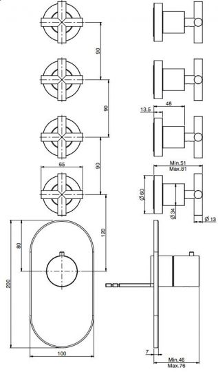 Fima carlo frattini Fimatherm смеситель для ванны/душа F5333X4 схема 1