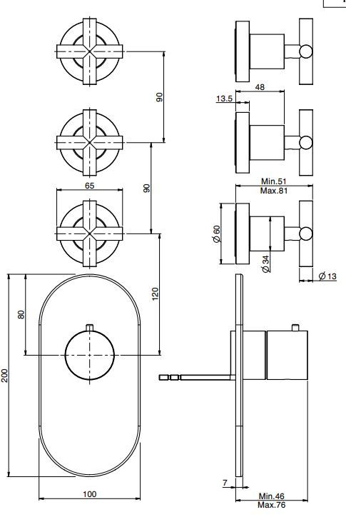 Fima carlo frattini Fimatherm смеситель для ванны/душа F5333X3 схема 1