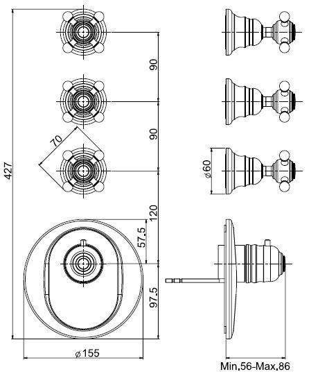 Fima carlo frattini Fimatherm смеситель для ванны/душа F5113X3 ФОТО