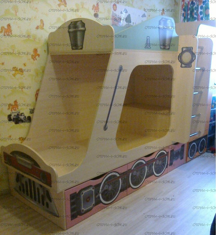 Кровать двухъярусная Паровозик