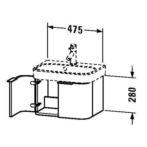 Тумба под раковину Duravit Happy D.2 H2 6268 47,5x35 схема 1