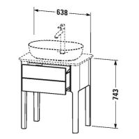 Тумбочка под раковину с двумя ящиками Duravit Luv LU 9560 63,8x45 схема 1