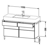 Вместительная тумба под раковину с 6 ящиками Duravit Vero VE6415 120x44,6 схема 1